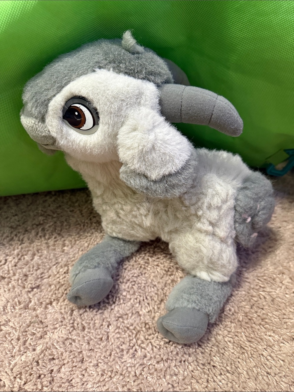 Gray and White Plush Ram Stuffed Rattle Animal